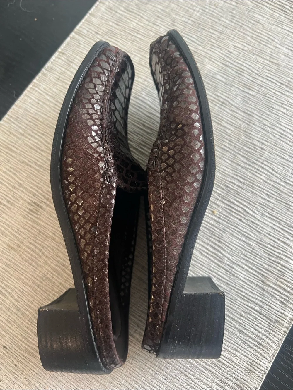 Stuart Weitzman women animal snake Embossed Loafers  Mile in Deep Brown